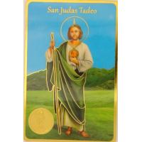 Estampa con Medalla grabada San Judas Tadeo 6 x 9 cm.