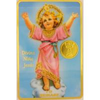 Estampa con Medalla grabada Divino Niño Jesus 6 x 9 cm.
