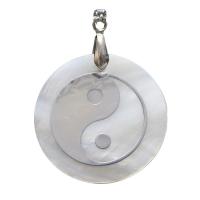 Amuleto Yin Yang 3 cm (Acero Plateado incrustado en Nacar) 